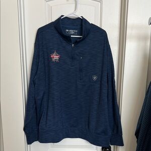 PBR LOGO’d Ariat Men's Navy Quarter-Zip Sweater